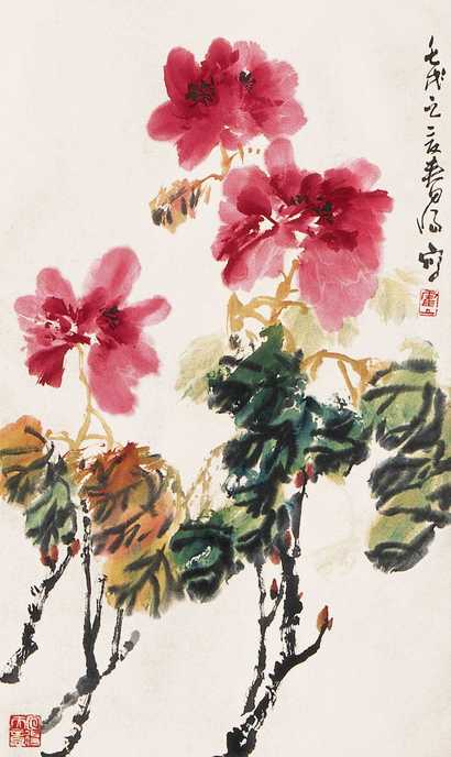 霍春阳 牡丹 立轴